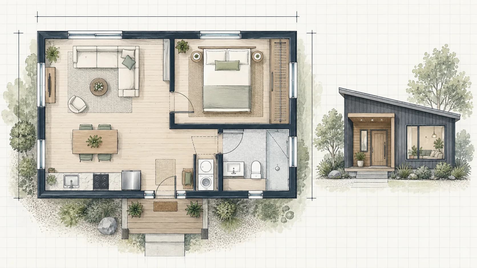 1 Bedroom Tiny Home Plans plan example