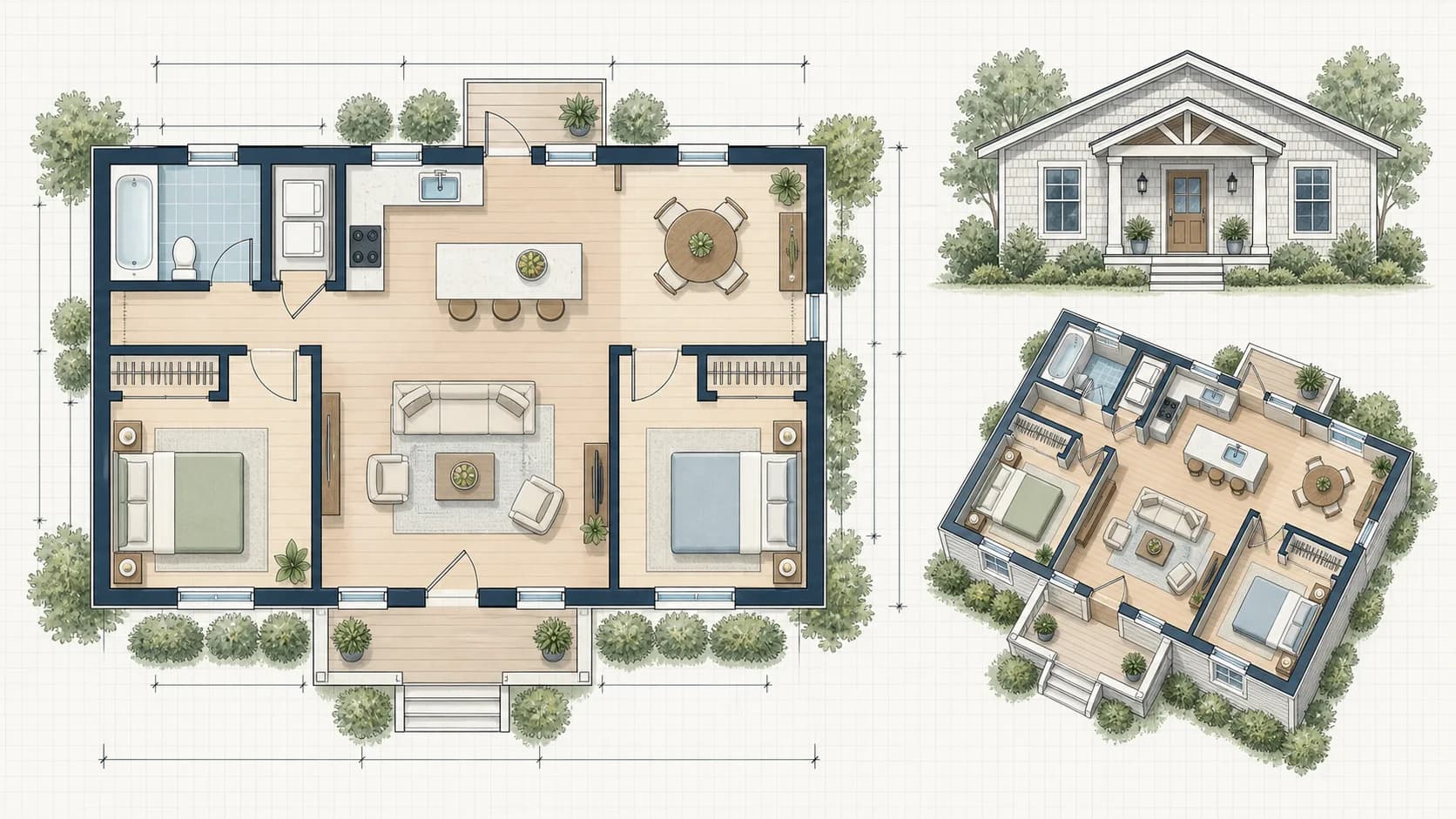 2 Bedroom Small House Plans plan example