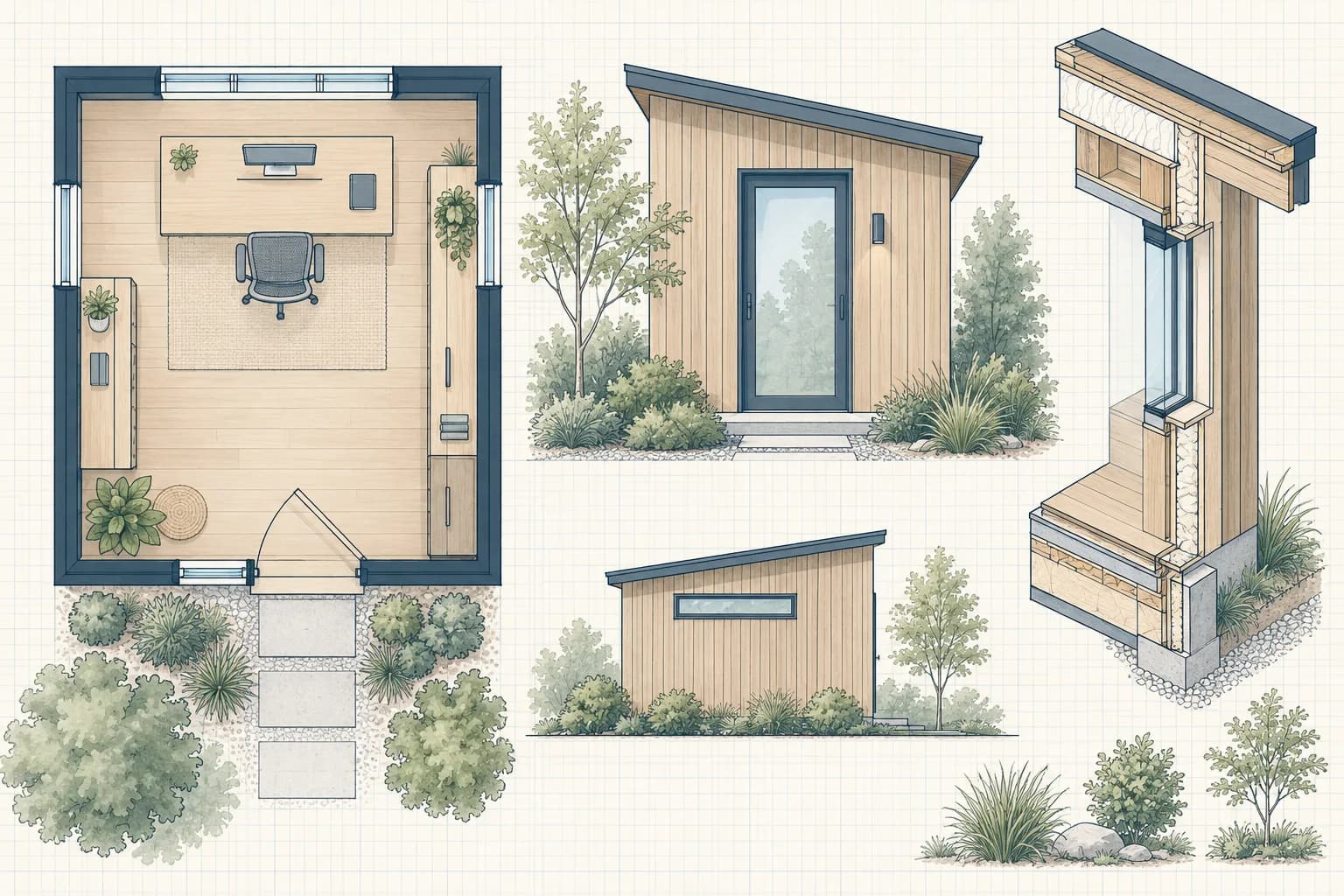 Backyard Office Plans drawing example