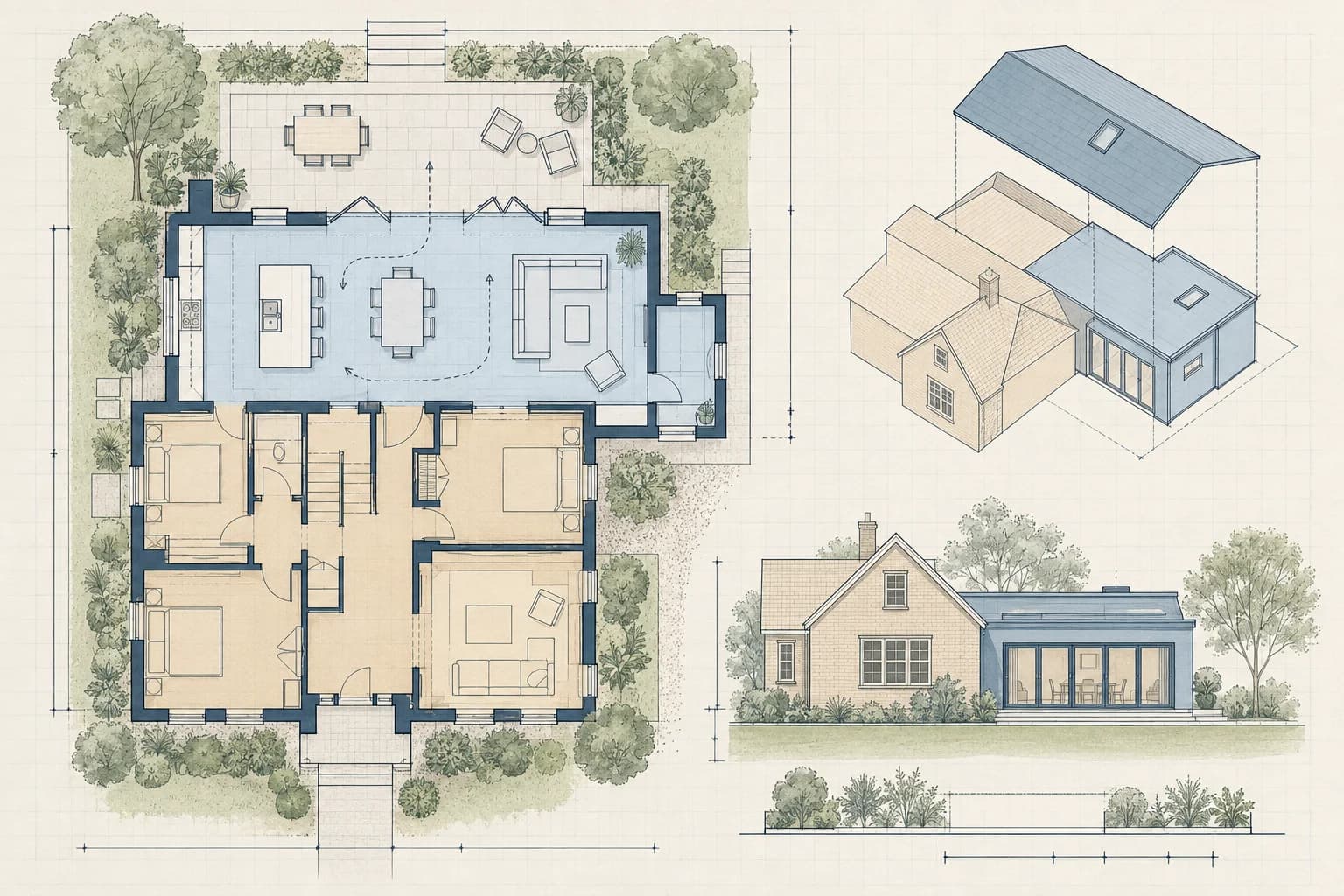 Home Addition Plans drawing example