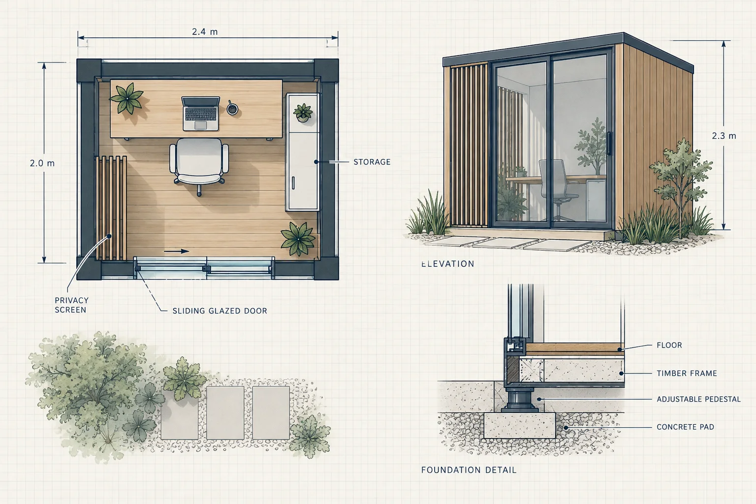 Office Pod Plans drawing example