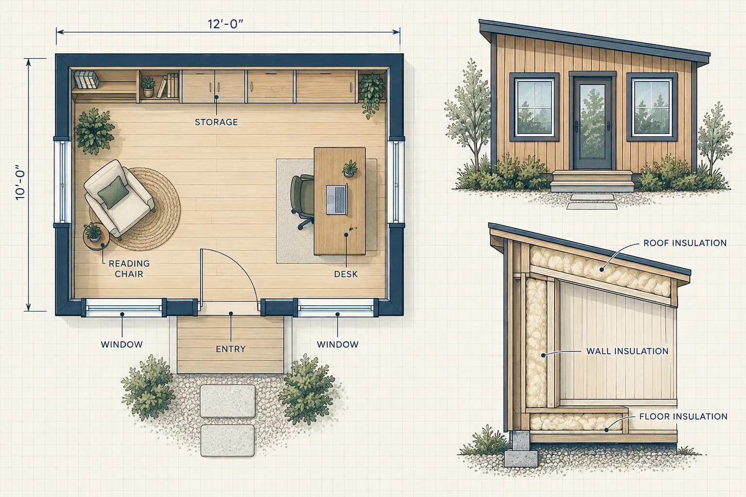 Office Shed Plans drawing example