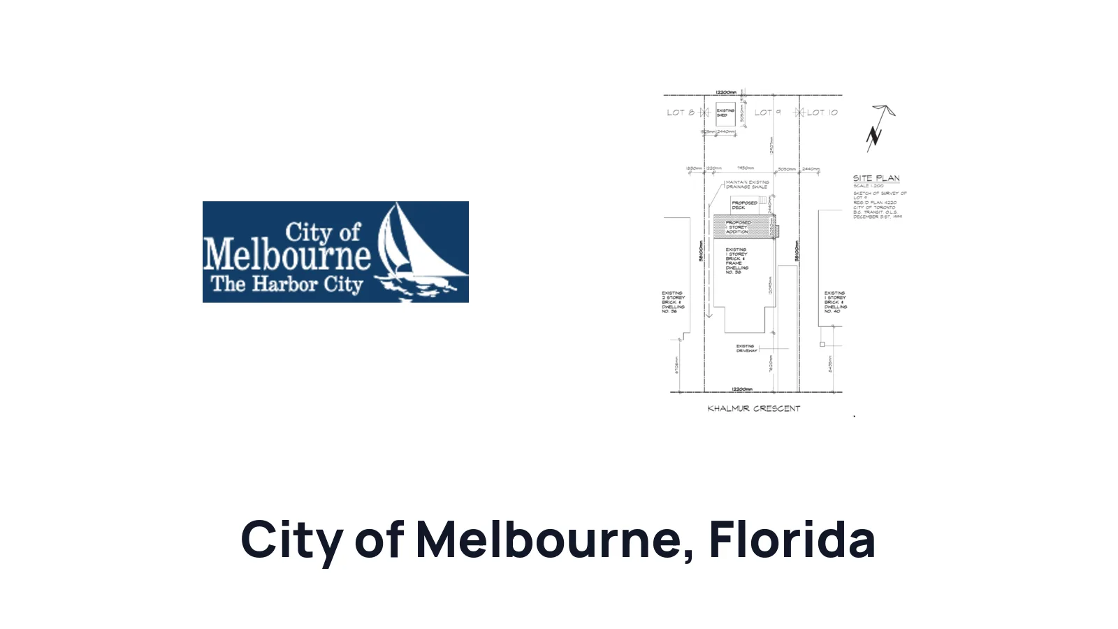 Melbourne logo next to a residential site plan illustration