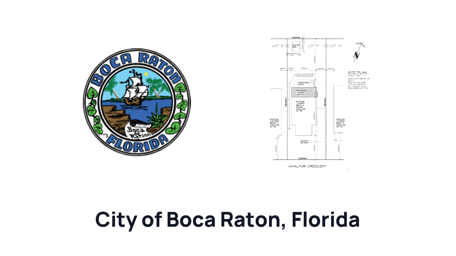 Boca Raton logo next to a residential site plan illustration