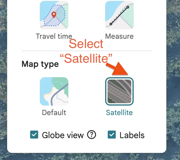 Select Satellite in Google Maps
