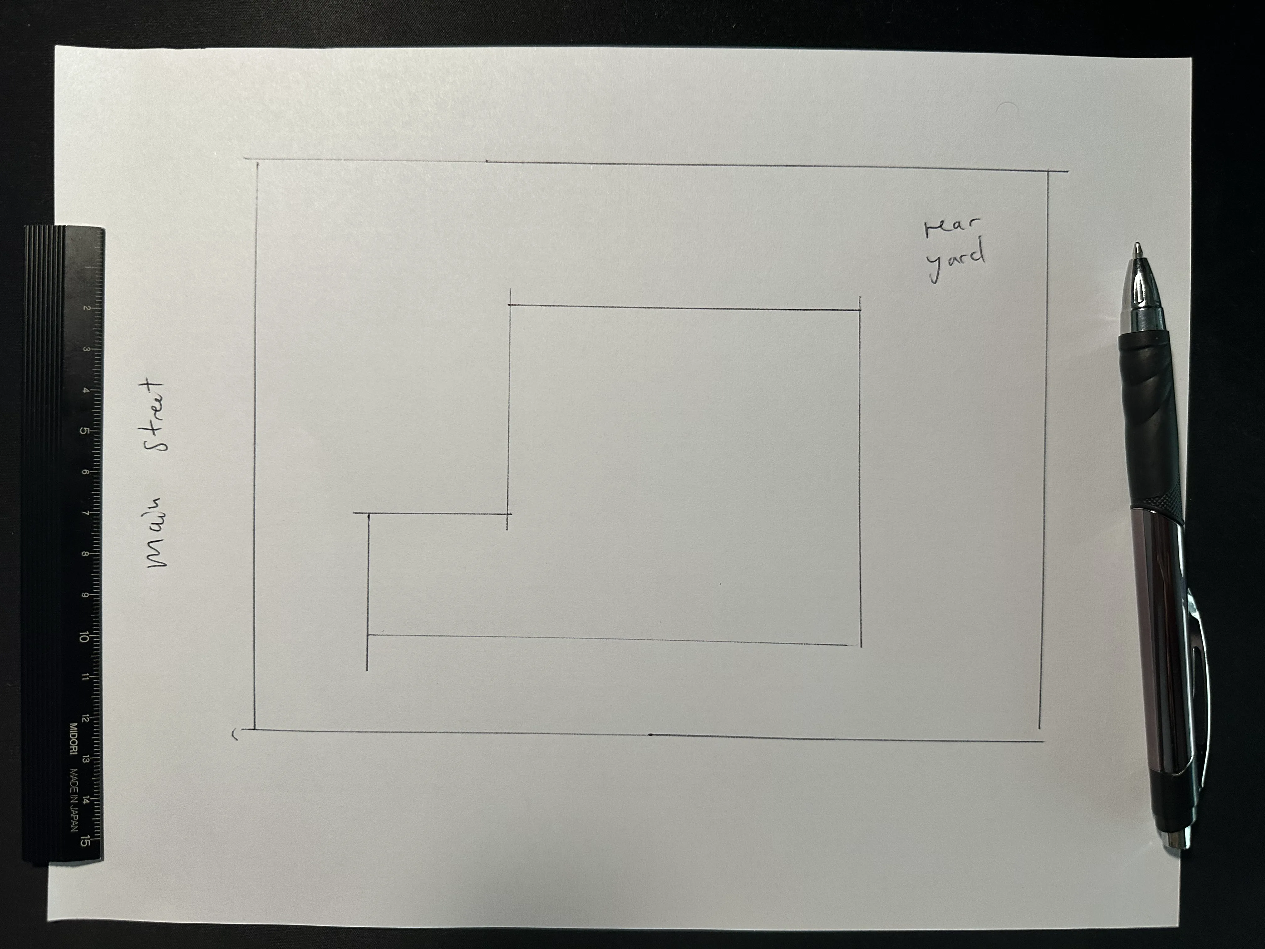 Rear yard labeled on hand site plan