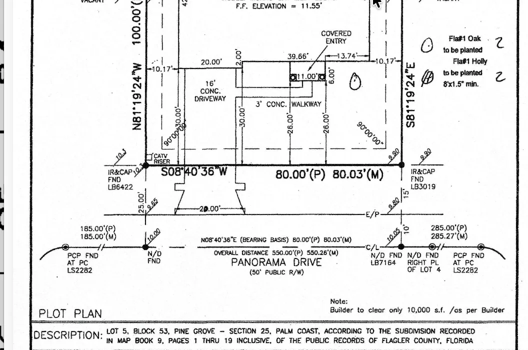 Example residential plot plan showing property and building information