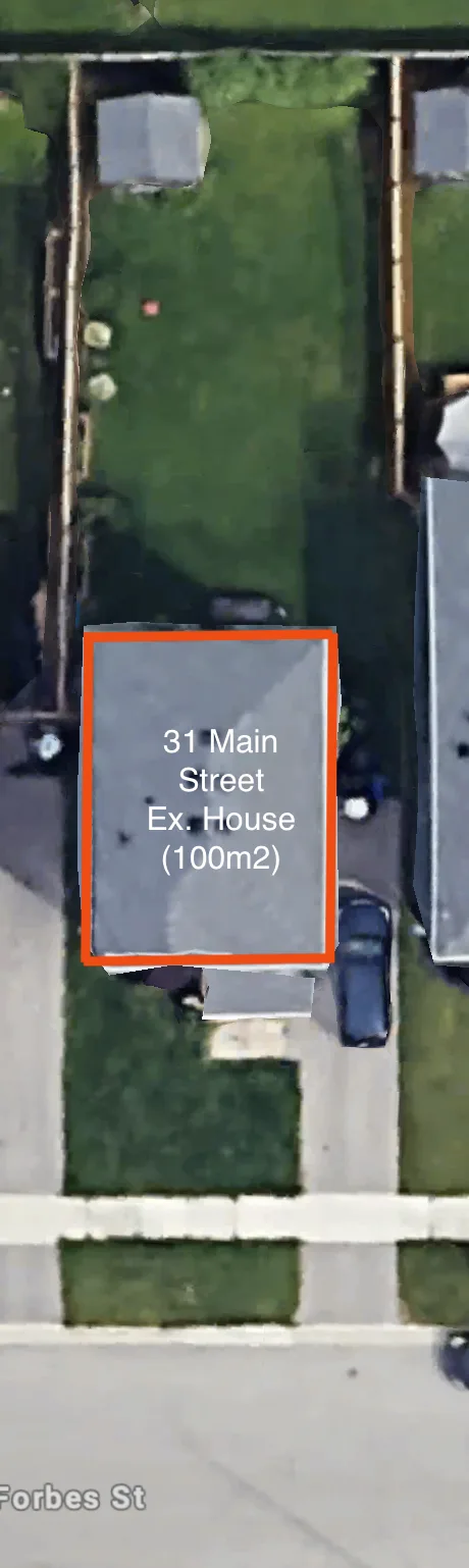 House footprint traced on site plan