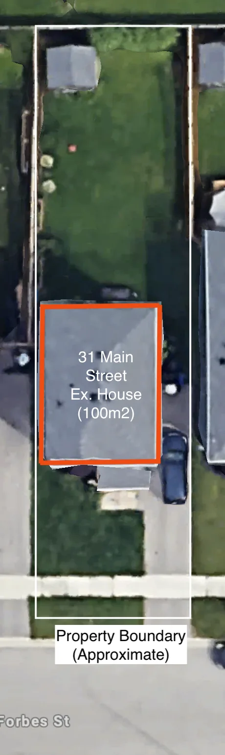 Approximate property boundary traced on site plan