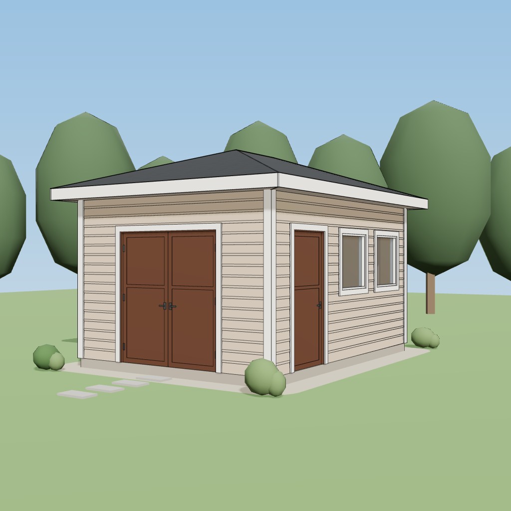 12x16 Hip-Roof Equipment Shed