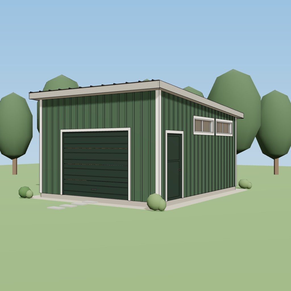 16x20 Single-Slope Garage Shed