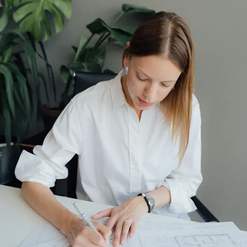 Architect presenting a floor plan
